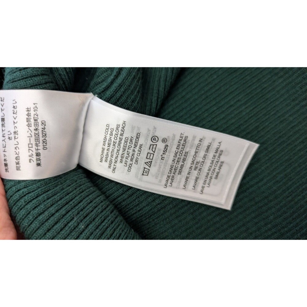 Lauren Ralph Lauren Puff Sleeve Sweater 2X Green Holiday Gold Buttons Preppy NWT - Picture 9 of 11